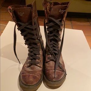 Brown Dr Martens mid-calf boots